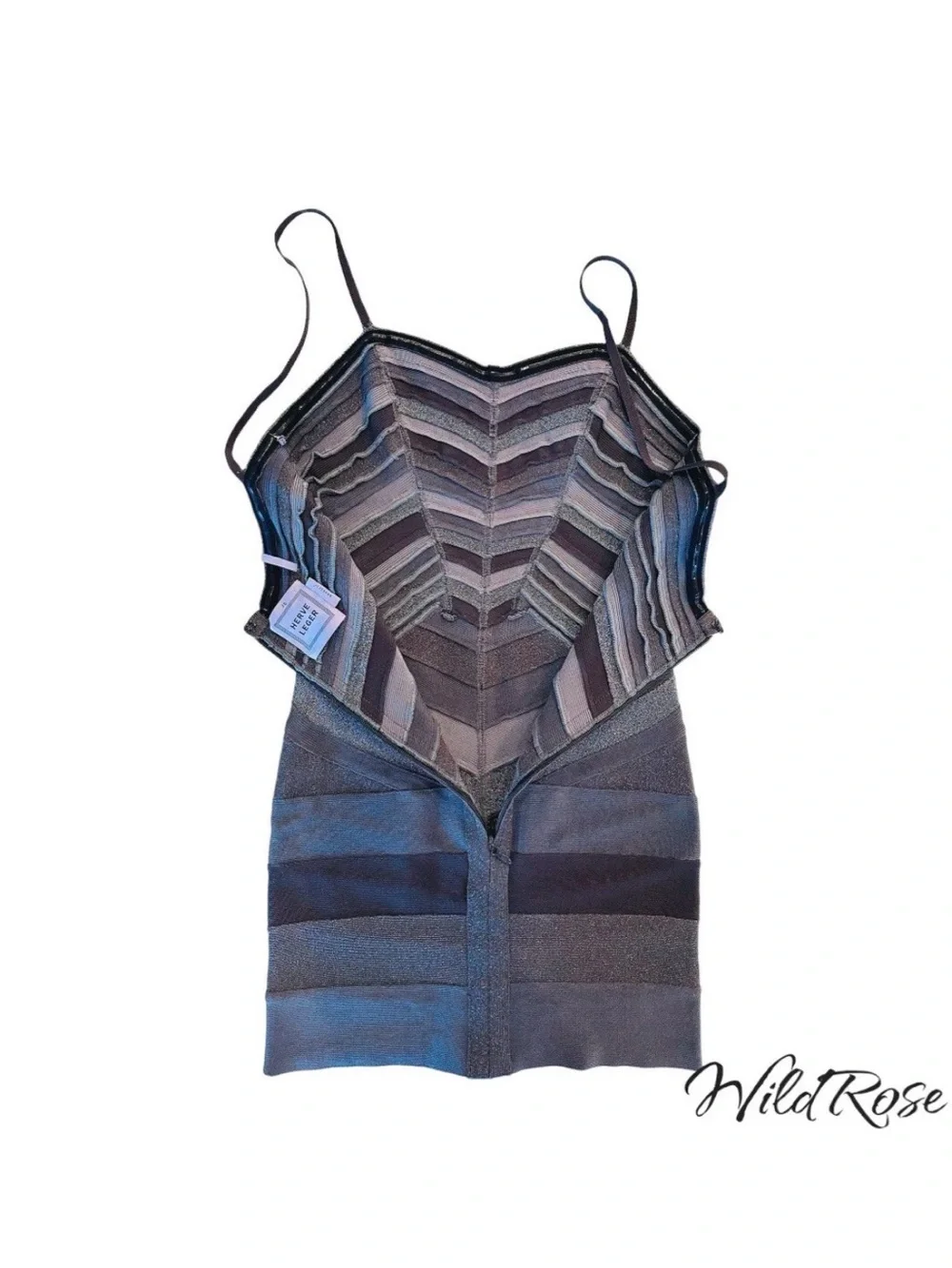 HERVE LEGER GRAY BANDAGE BODYCON STRETCH DRESS SZ XS